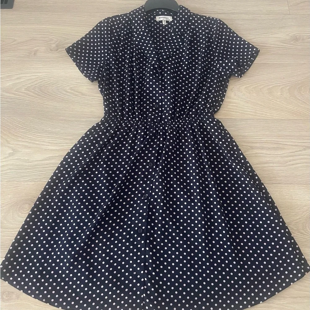Monteau Los Angeles Lightweight Feminine Size M Women's Polka Dot Dress - Picture 5 of 6